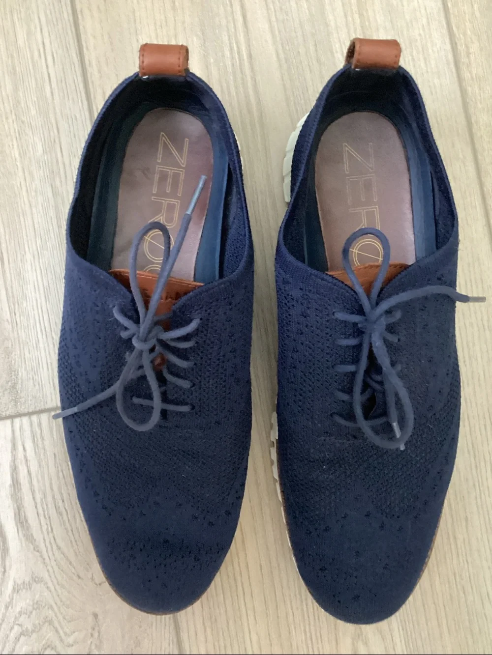 Cole Haan ZERØGRAND Stitchlite™ Wingtip Oxford Marine Blue Size 9.5 Smart Casual